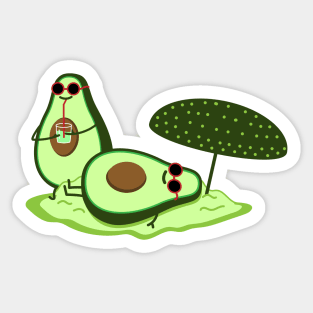 Avocado couple on the beach Sticker